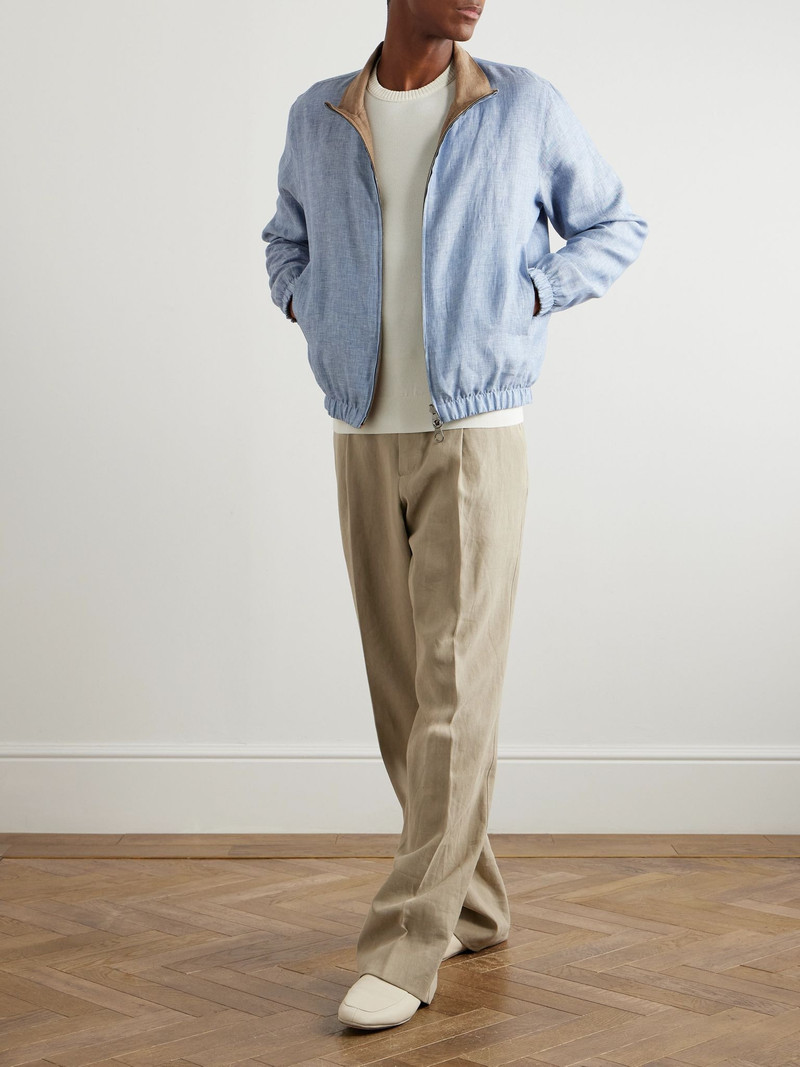 Loro Piana Reversible Linen Bomber Jacket Sky blue outlook