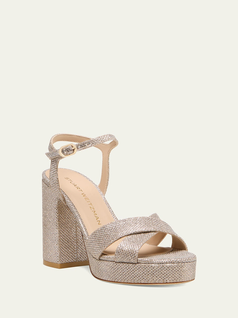 Stuart Weitzman Dayna Metallic Crisscross Platform Sandals outlook
