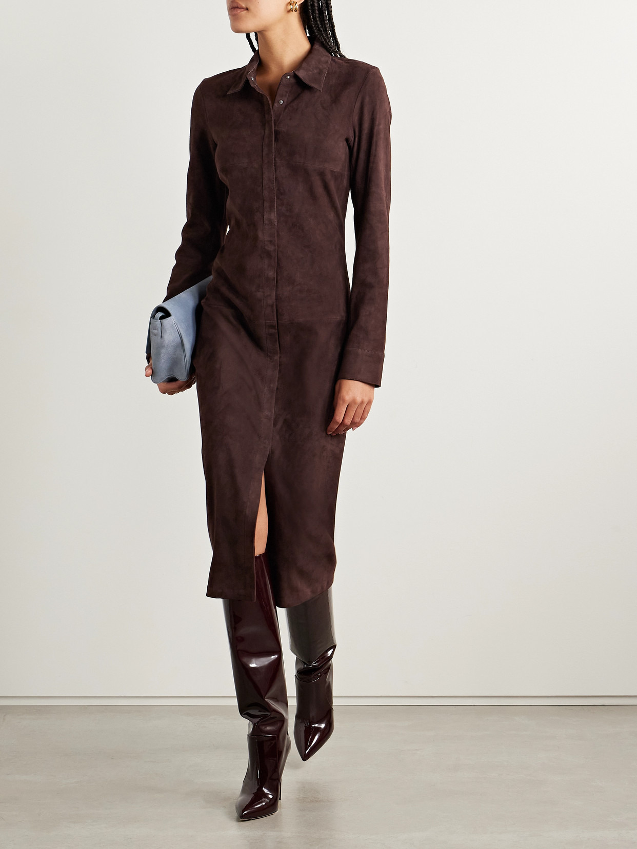 Becky Suede Midi Shirt Dress - 2