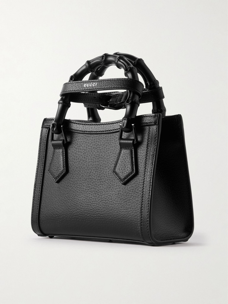 Diana mini textured-leather tote Black 3
