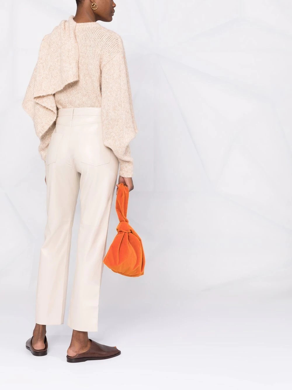 faux-leather straight leg trousers - 6