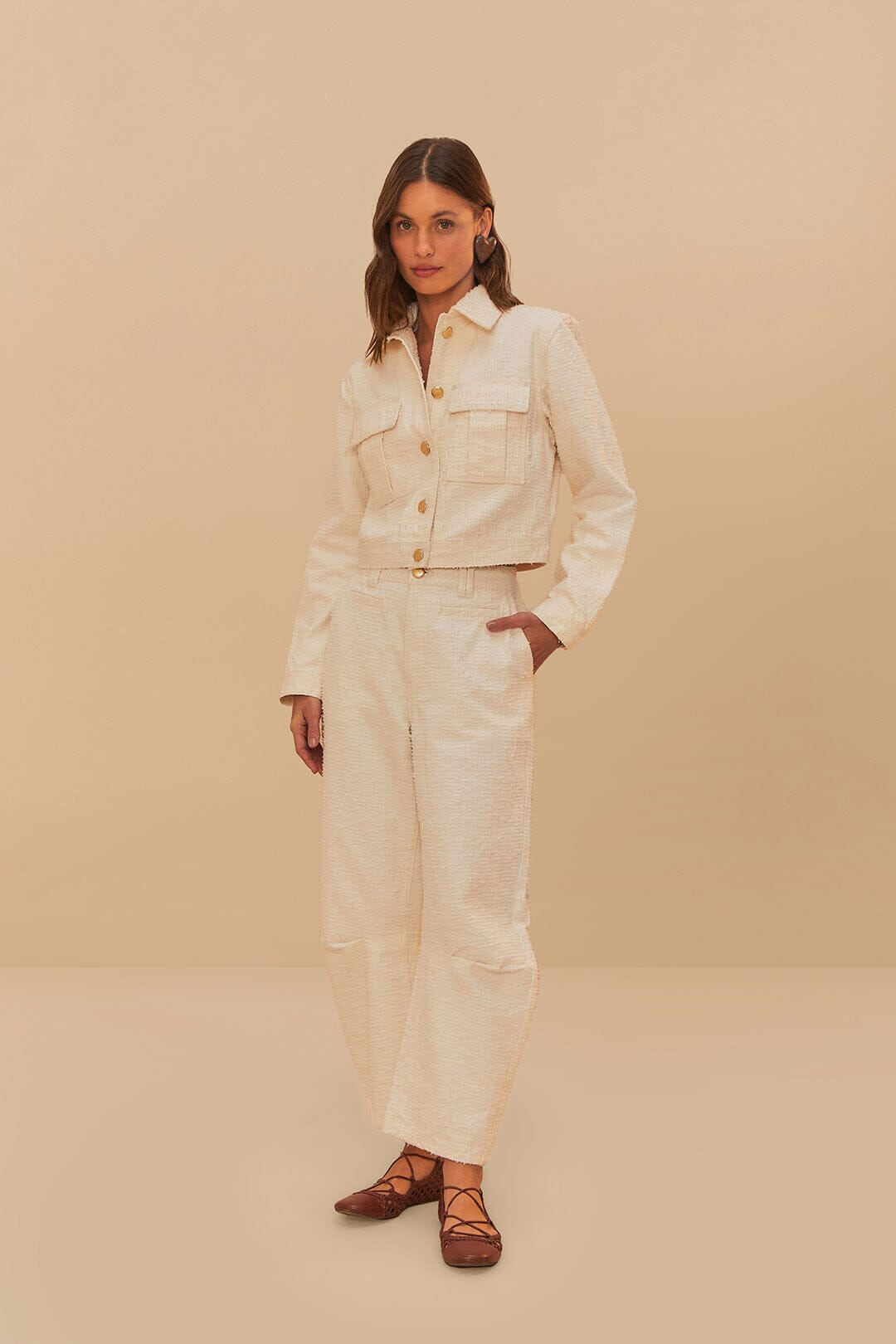 Off-White Twill Laser Crop Jacket - 2
