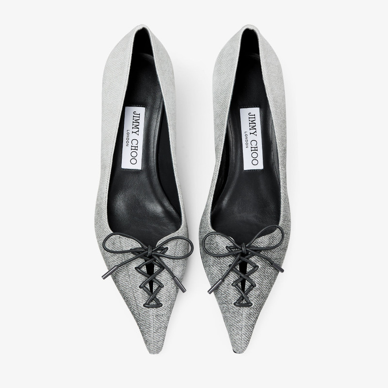 Scarlett 50 Dove Suede Denim Pumps 5