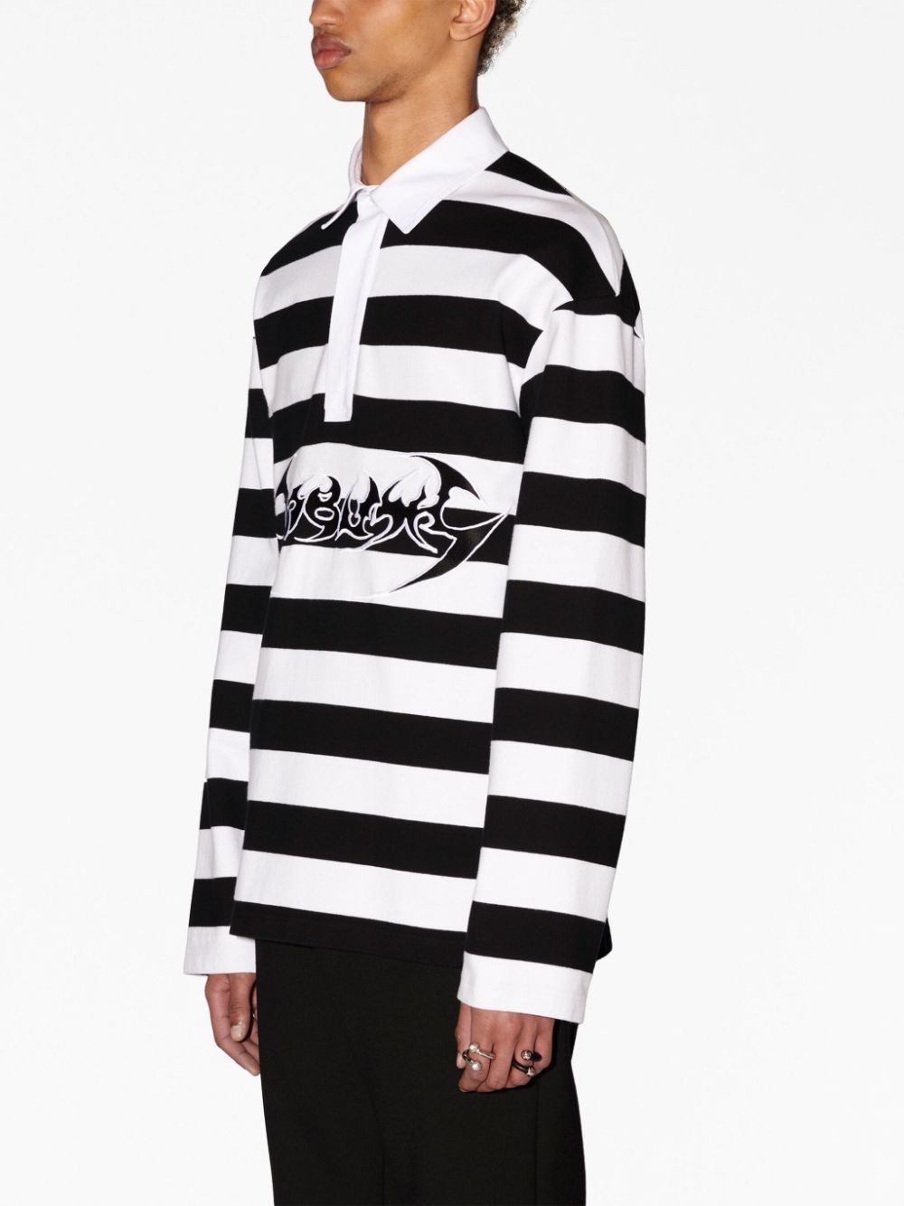 logo-print striped polo shirt - 4