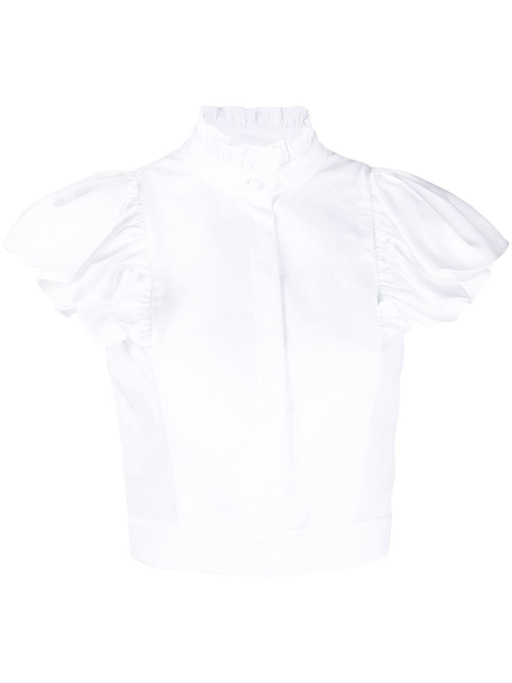 cropped ruffle sleeve blouse - 1