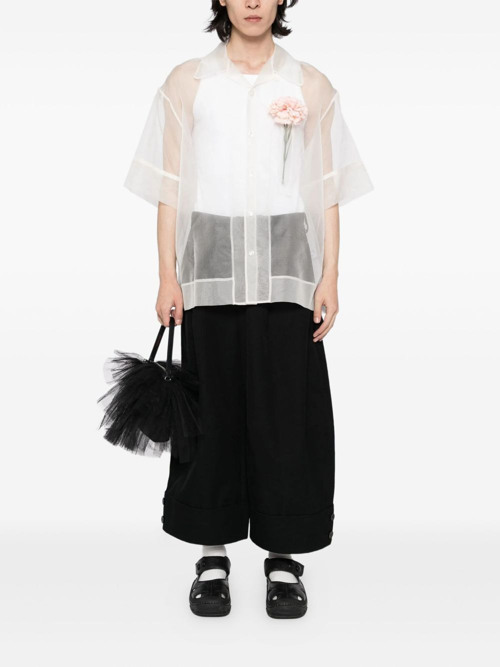 rose-appliqué short-sleeve shirt - 2