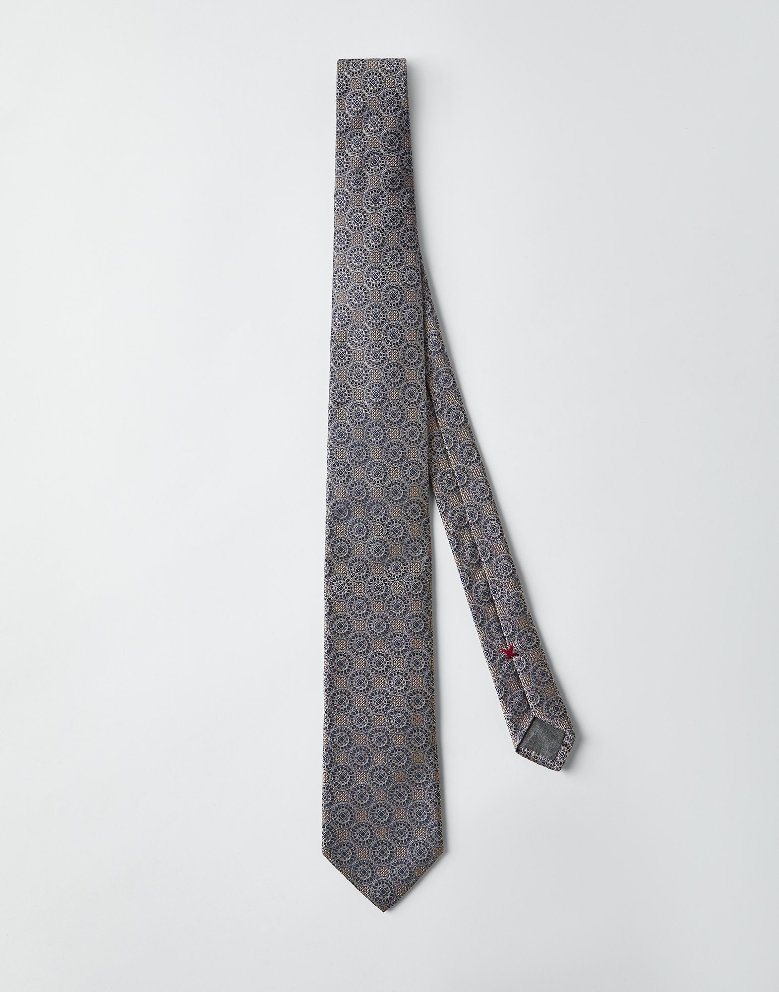 Silk tie with geometric design - 1