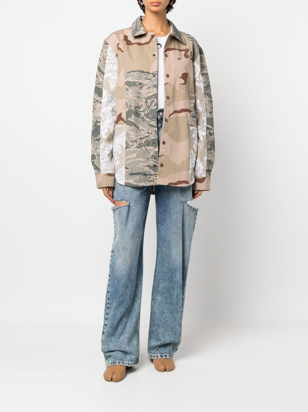camouflage-print panelled shirt jacket - 3