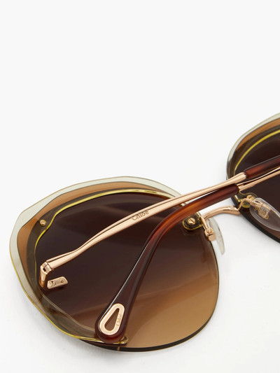 Chloé Elaia oversized round metal sunglasses outlook