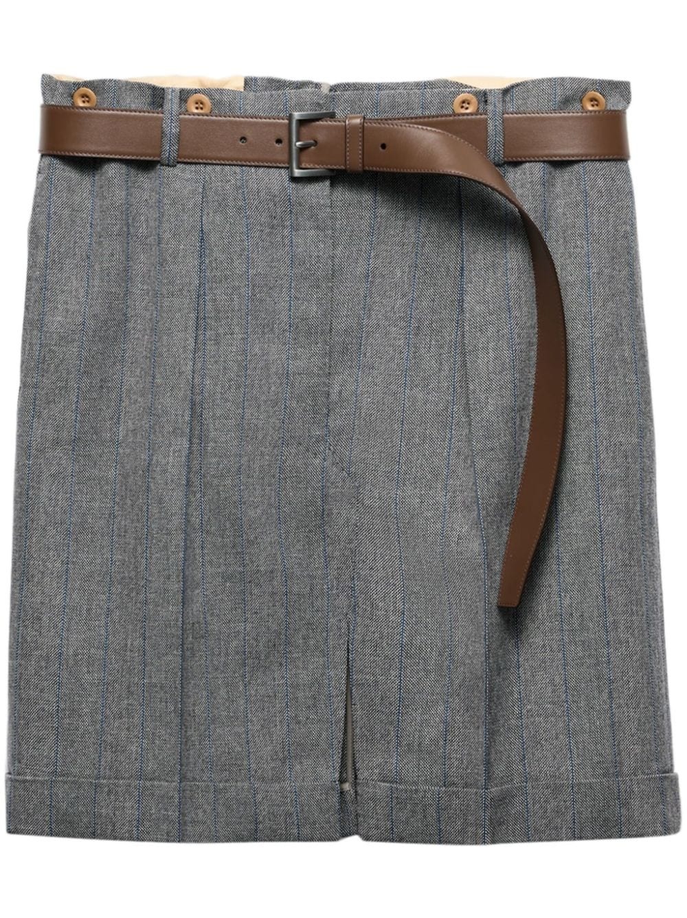 pinstriped wool miniskirt - 1