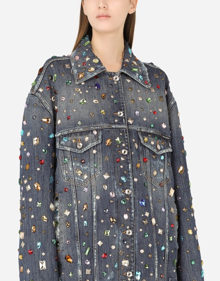 Denim jacket with rhinestone details - 4