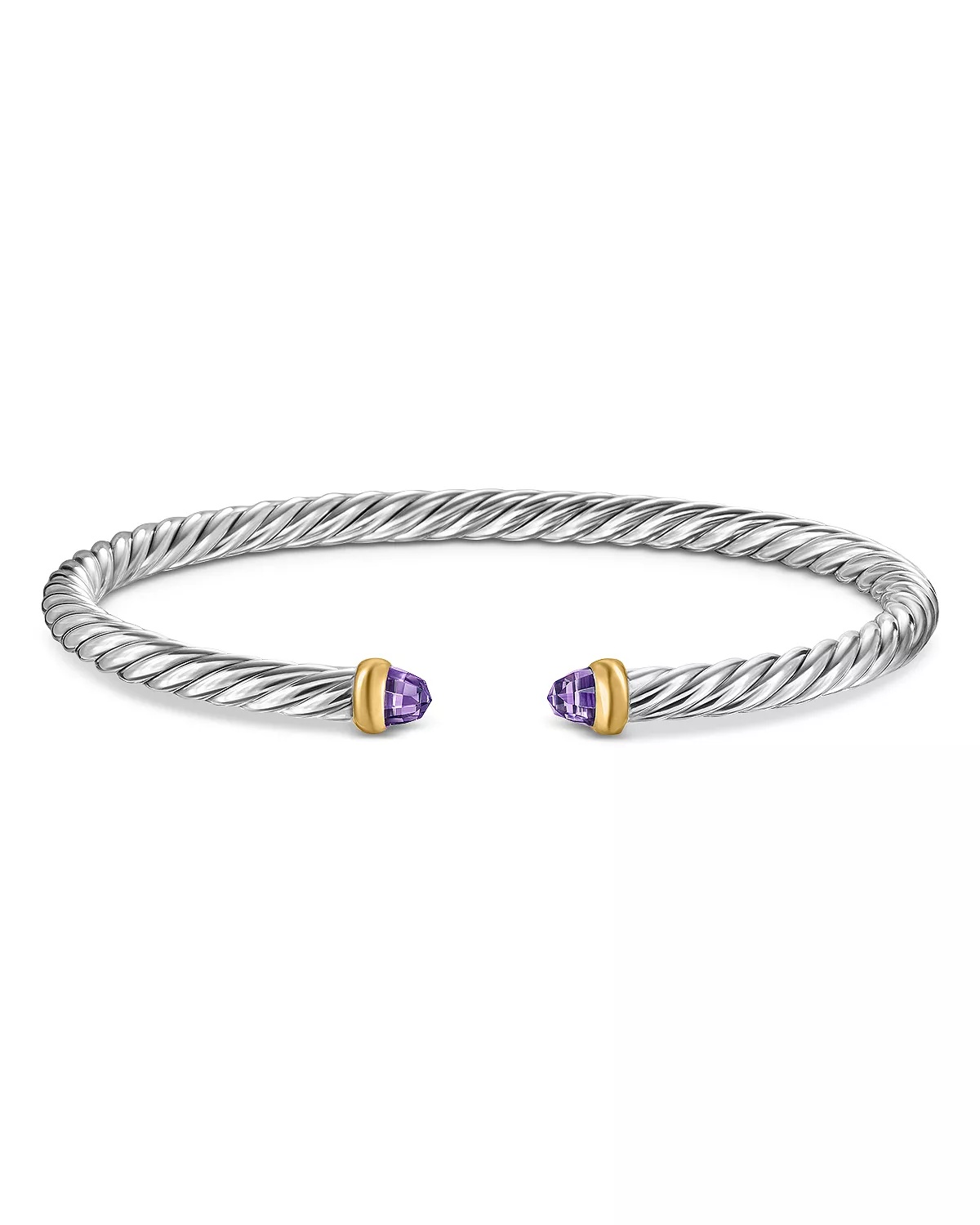 Sterling Silver & 14K Yellow Gold Cable Flex Bracelet, 4mm - 4