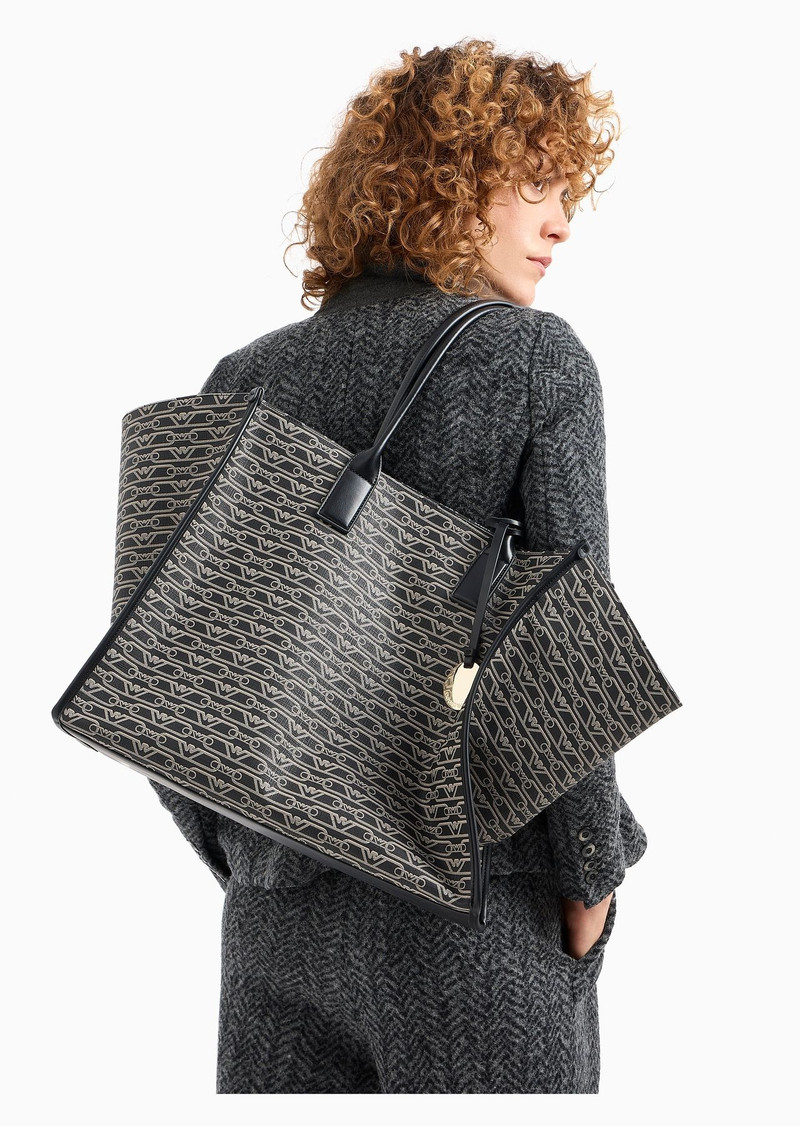 Oversized shopper bag with all-over monogram print 6