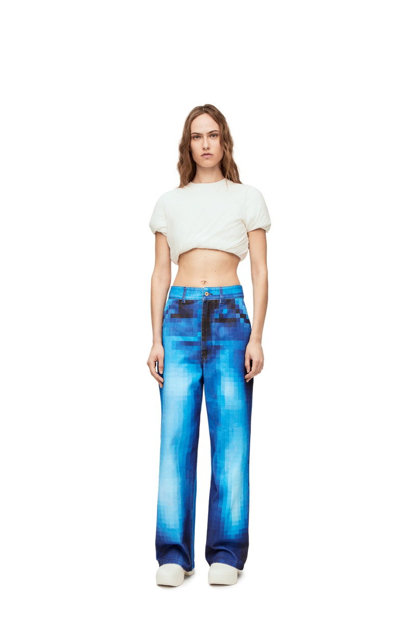 Loewe Pixelated baggy jeans in denim outlook