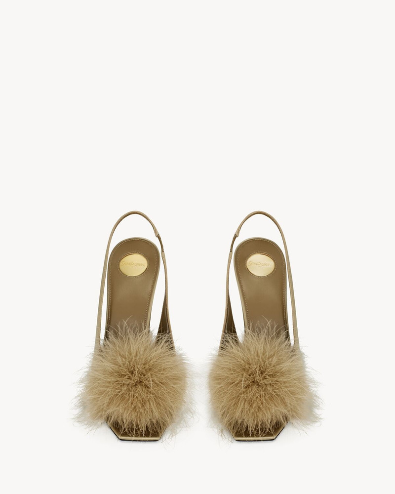 SAINT LAURENT PARADIS SANDALS IN SATIN AND FEATHERS outlook