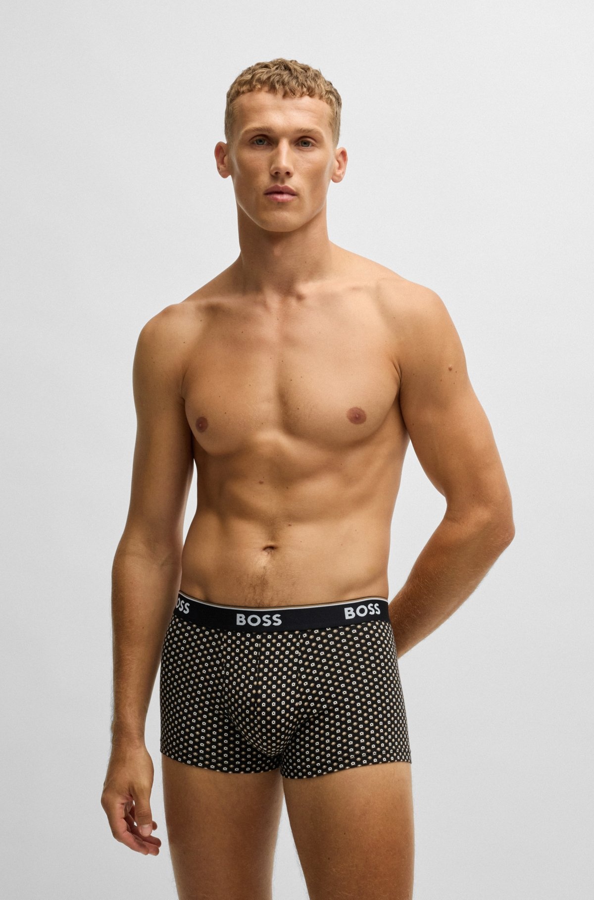 THREE-PACK OF STRETCH-COTTON TRUNKS WITH LOGO WAISTBAND - 7