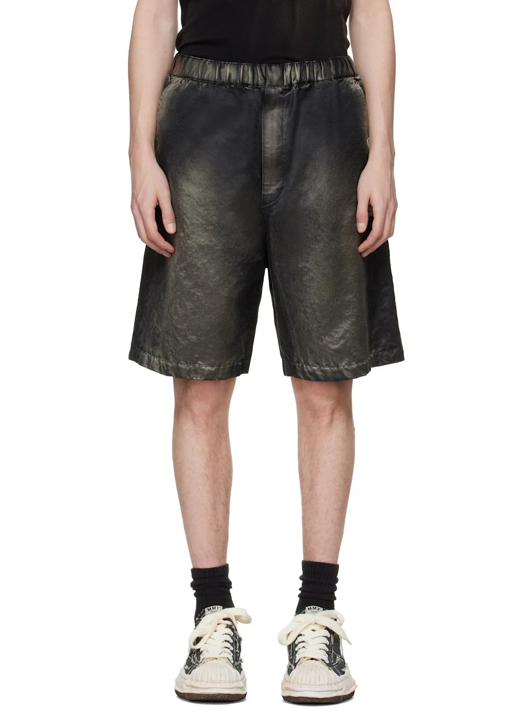 Black Sun Faded Like Satin Shorts - 1
