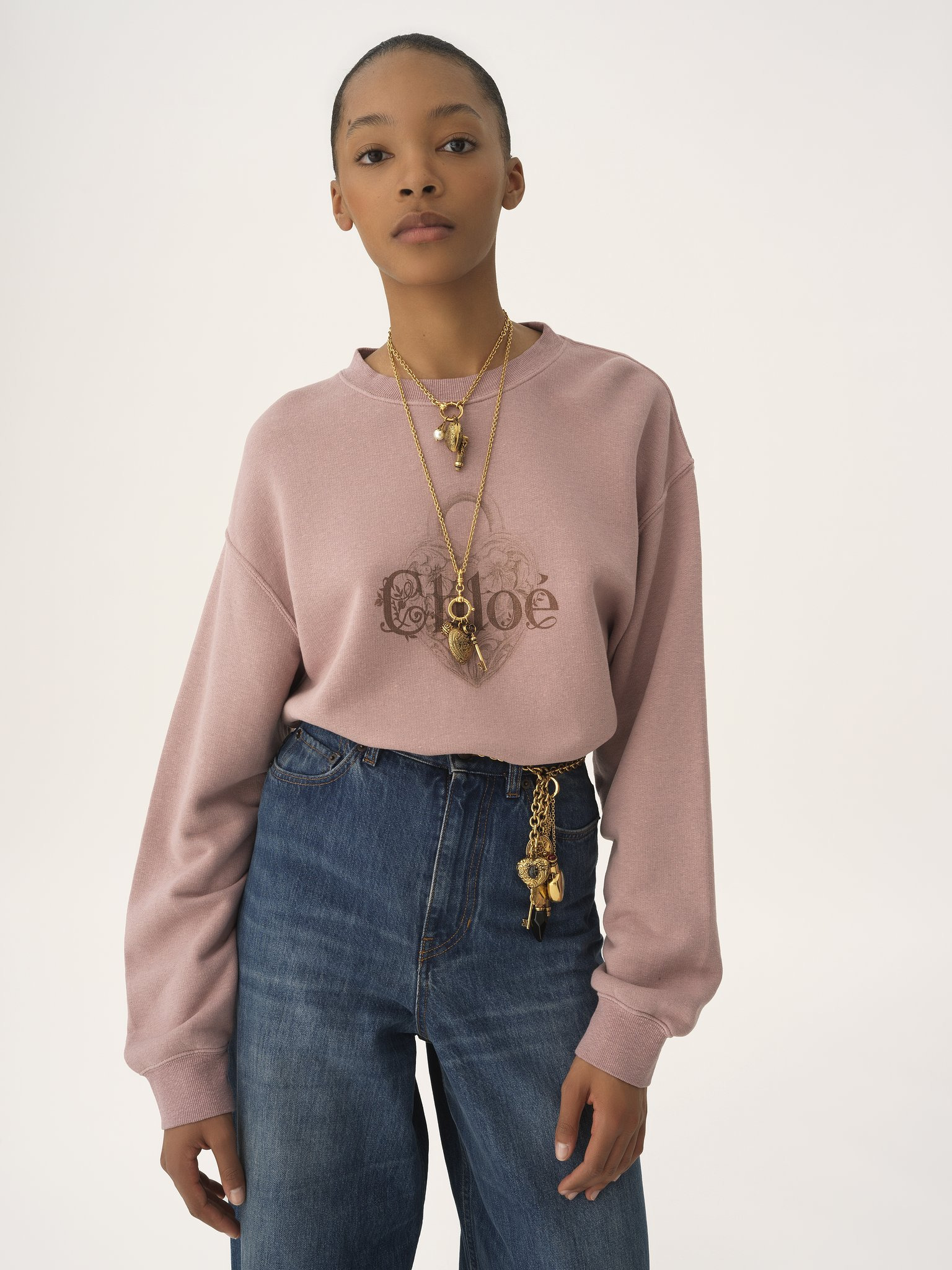 OVERSIZED LOGO SWEATER IN CHINÉ FLEECE - 4