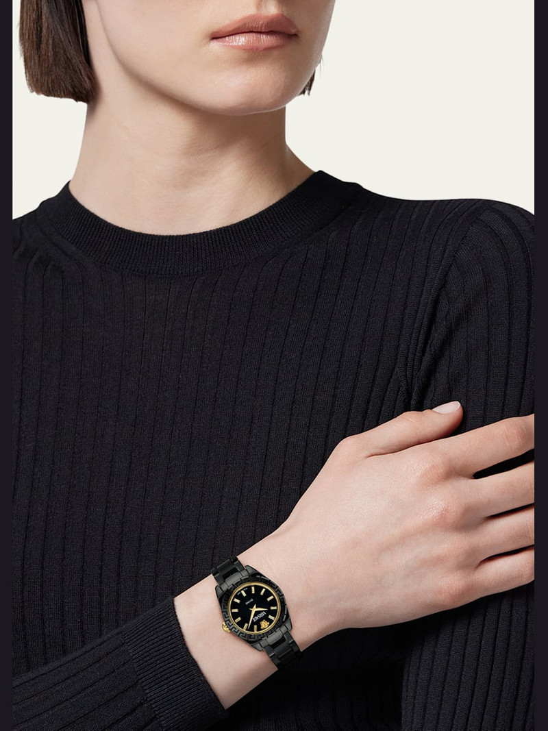 VERSACE 28mm DV One Watch with Bracelet Strap, Black outlook