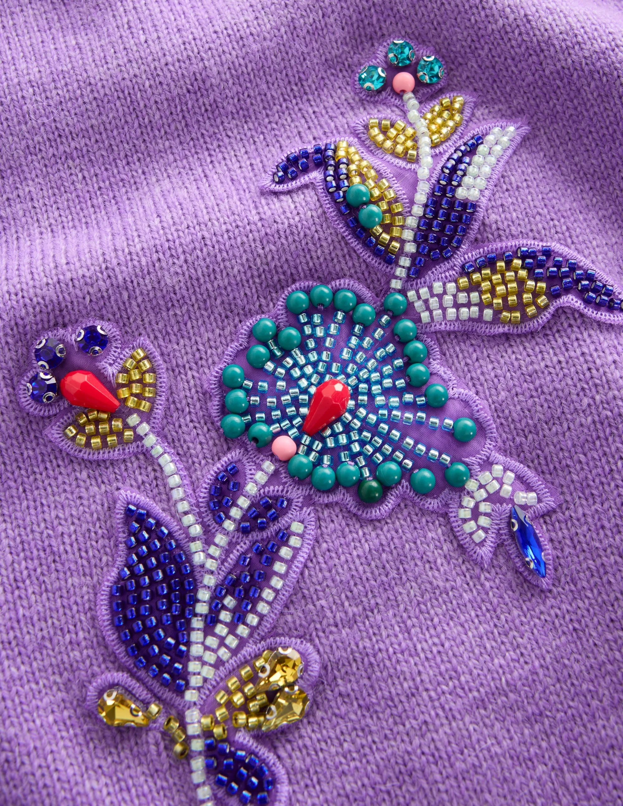 Ria Embellished Knit T-Shirt-Amethyst Purple - 1