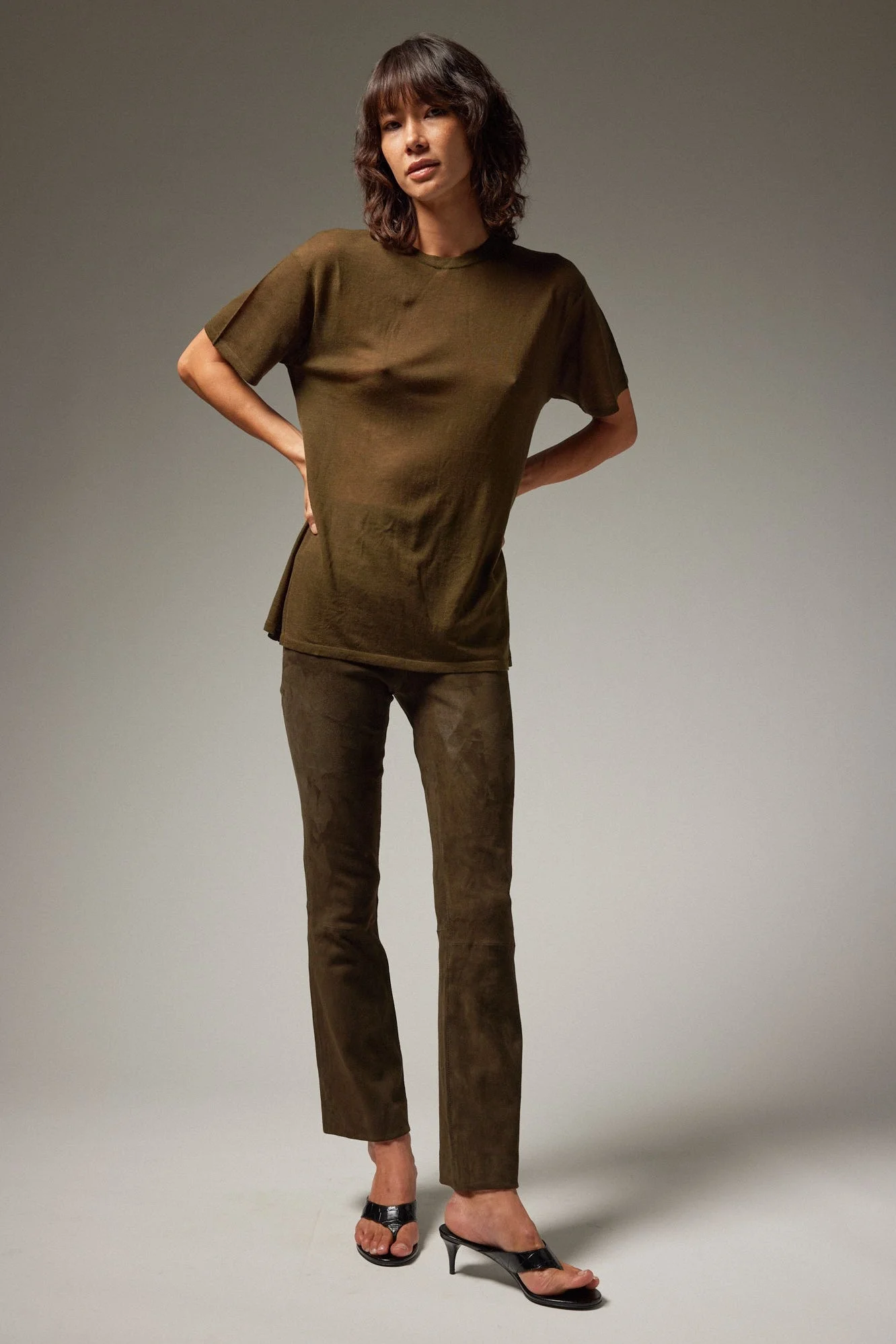 SUEDE ANKLE FLARE - 1