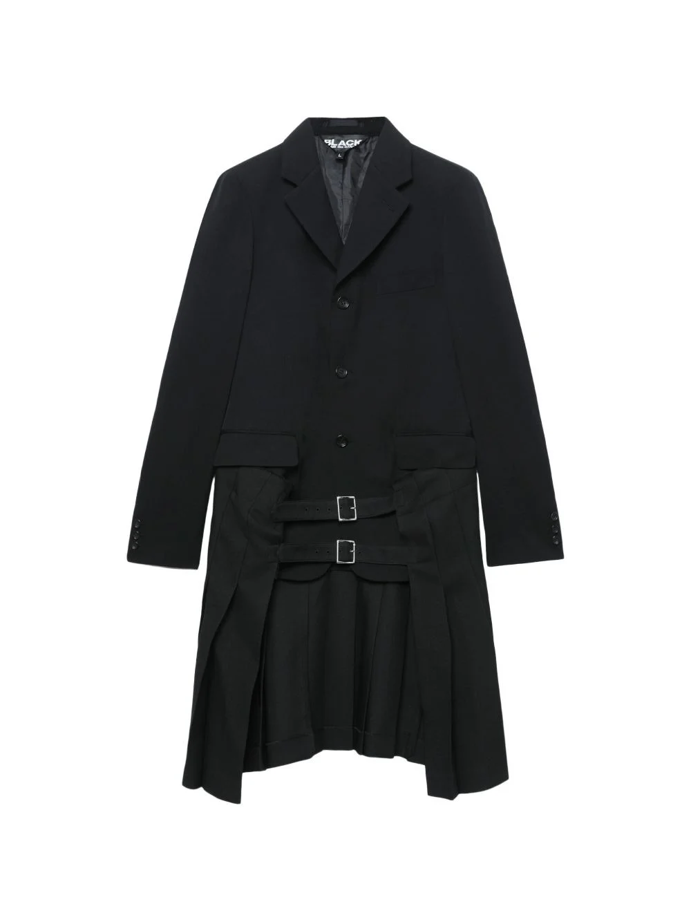 buckled pleated coat - 1