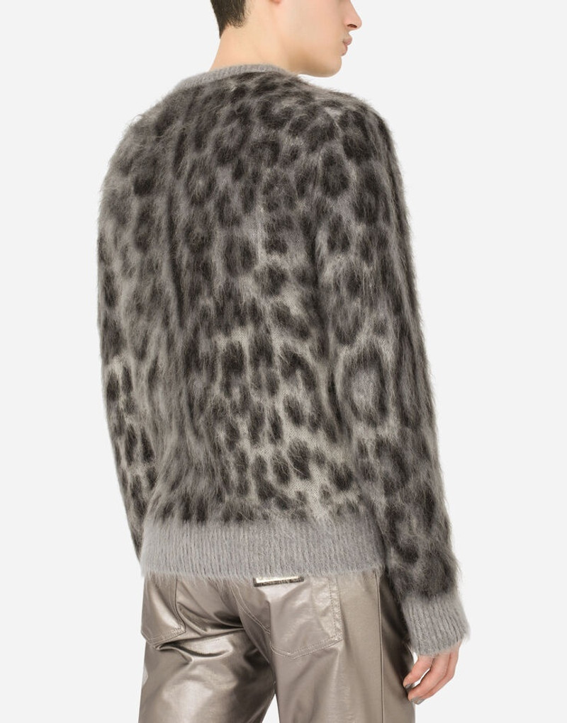 모직/모헤어 jacquard 둥근 목 스웨터 leopard 디자인 5
