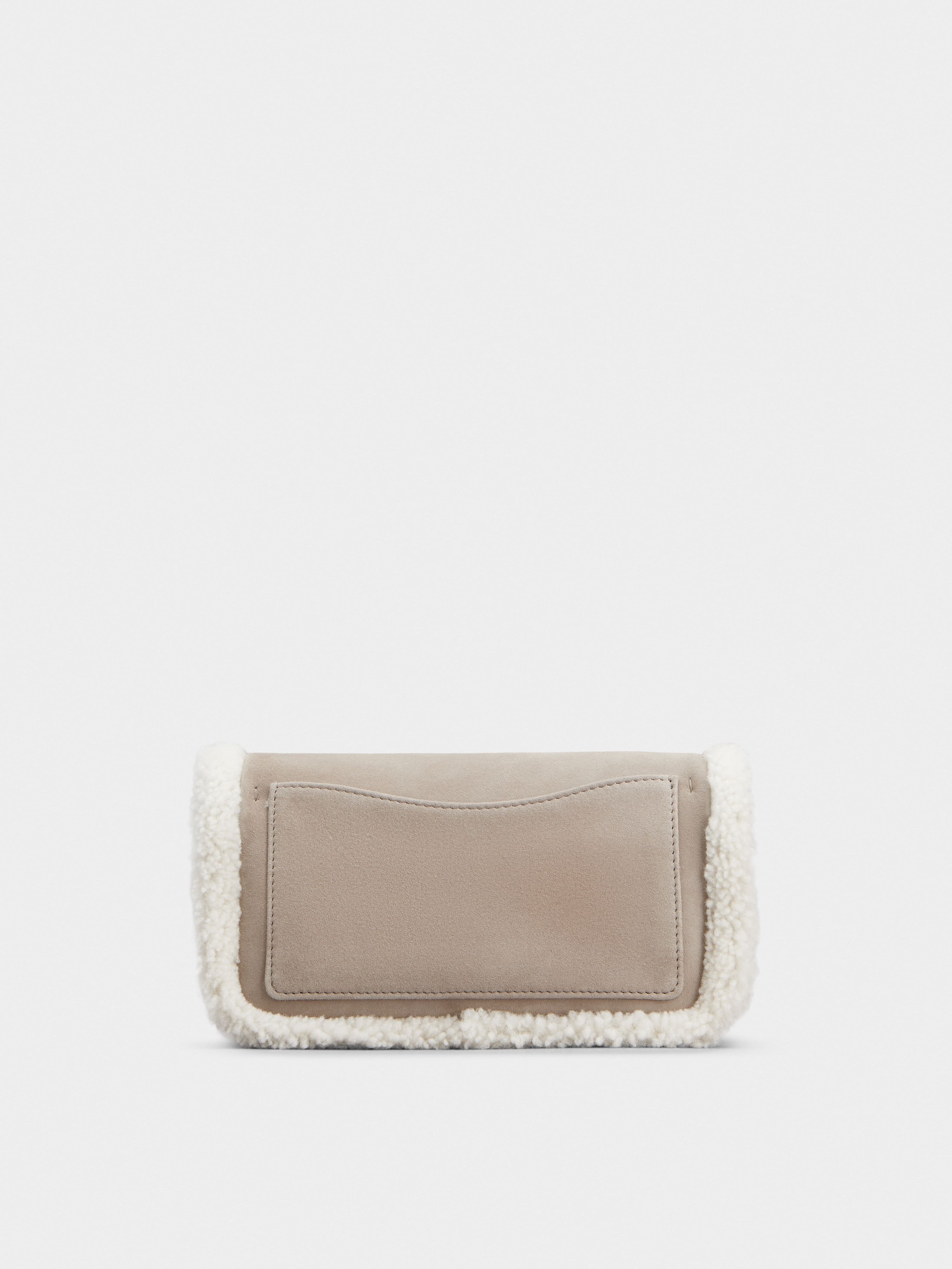 Jeu de Fille Viv' Shearling Strass Buckle Clutch Bag in Suede - 5