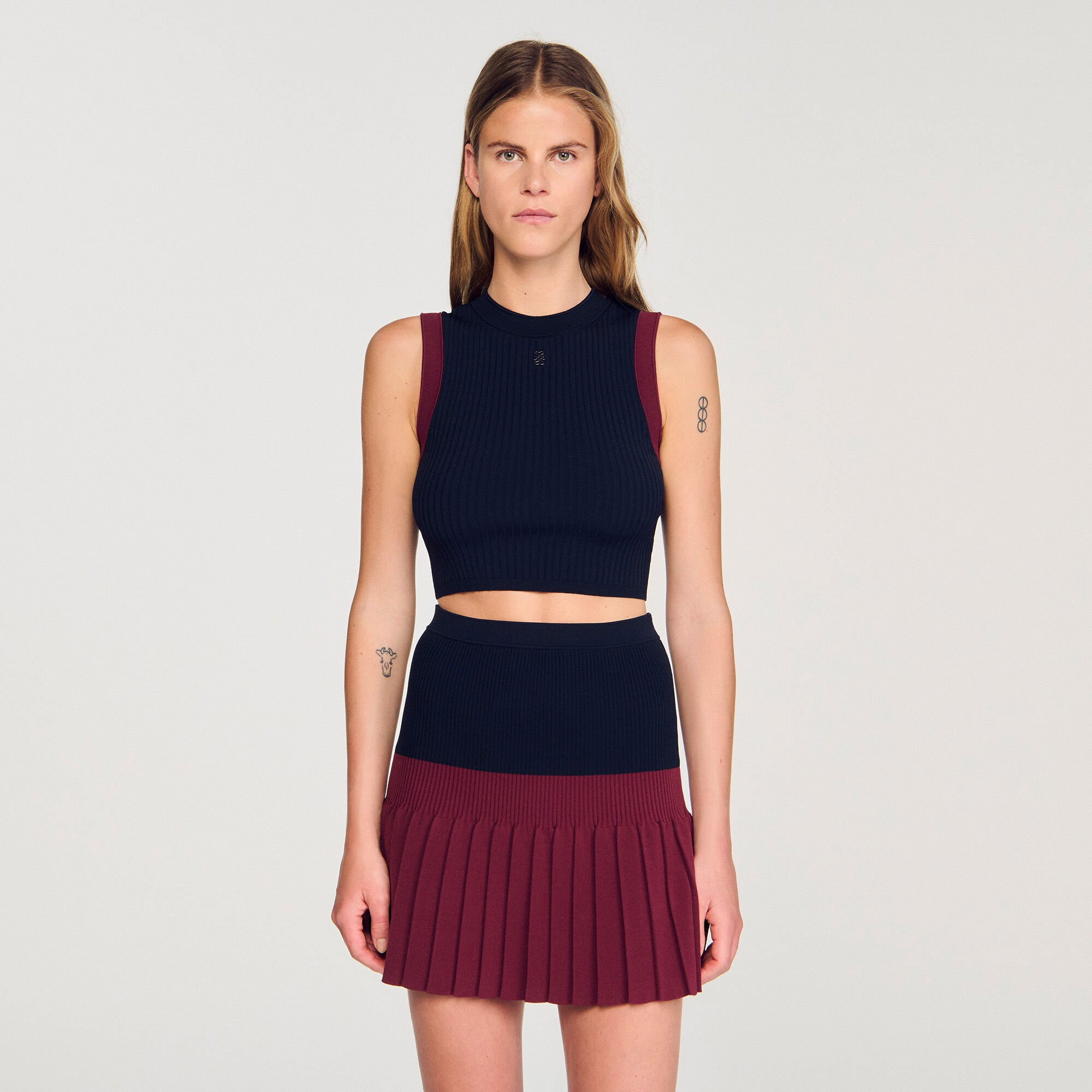 TWO-TONE KNIT TOP - 4