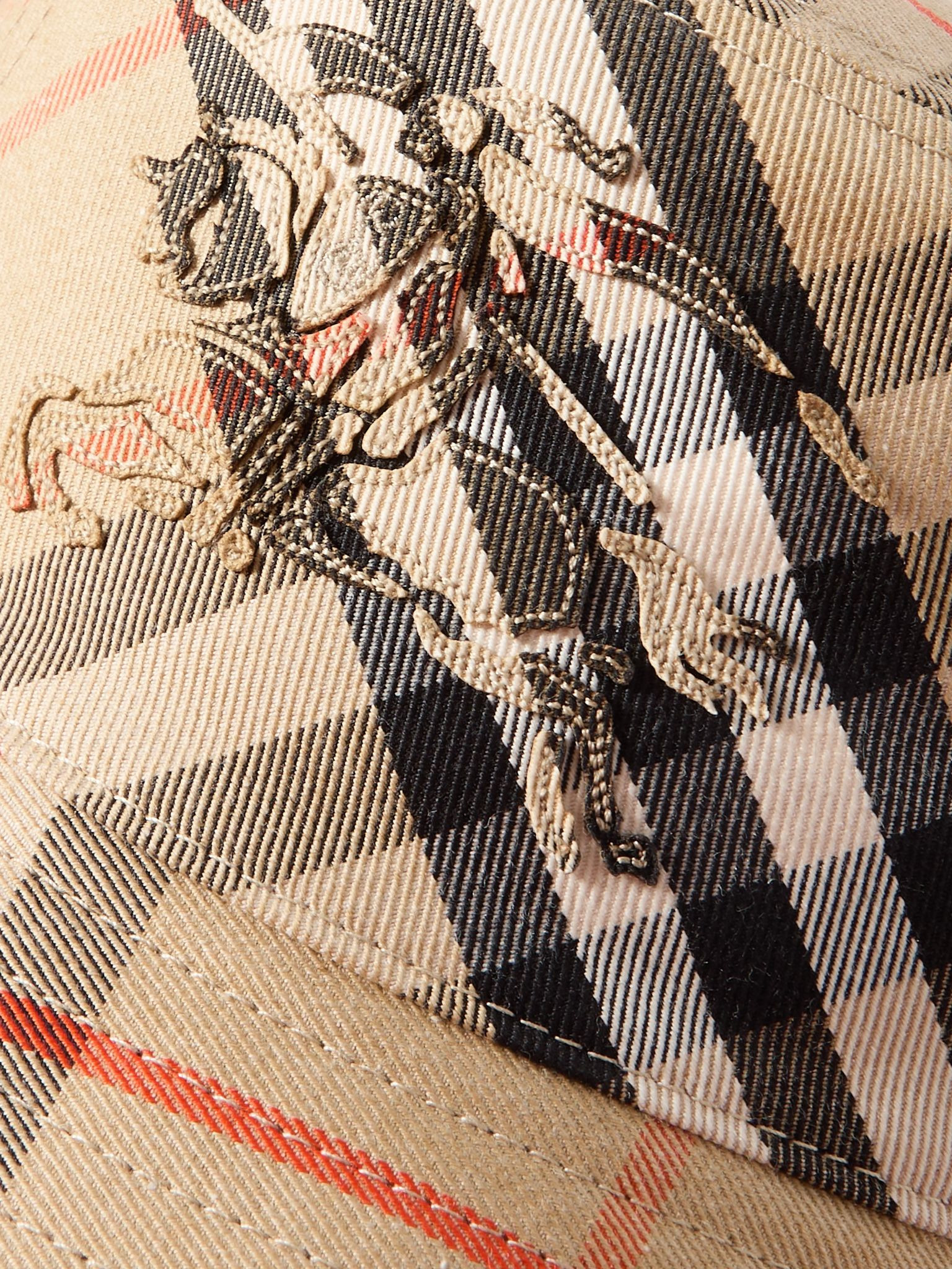 Logo-Appliquéd Checked Twill Bucket Hat Brown - 4