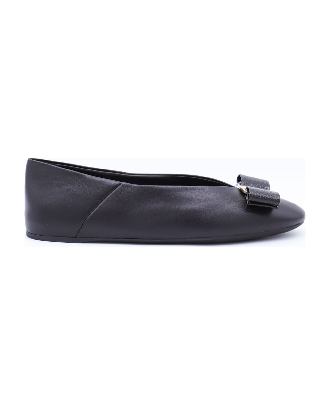 Black Leather Vanna Flats - 4