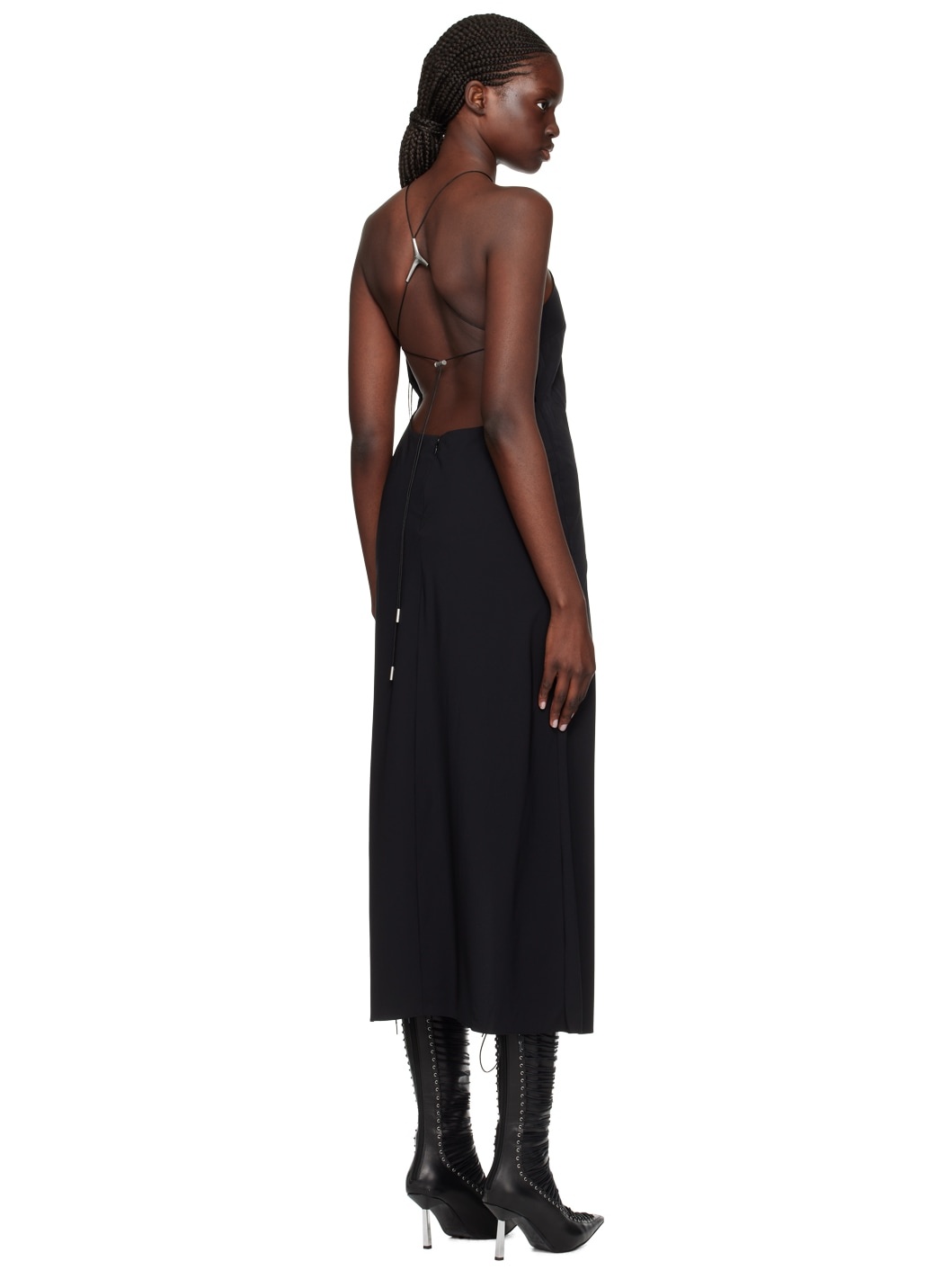 Black Dicot Midi Dress - 3