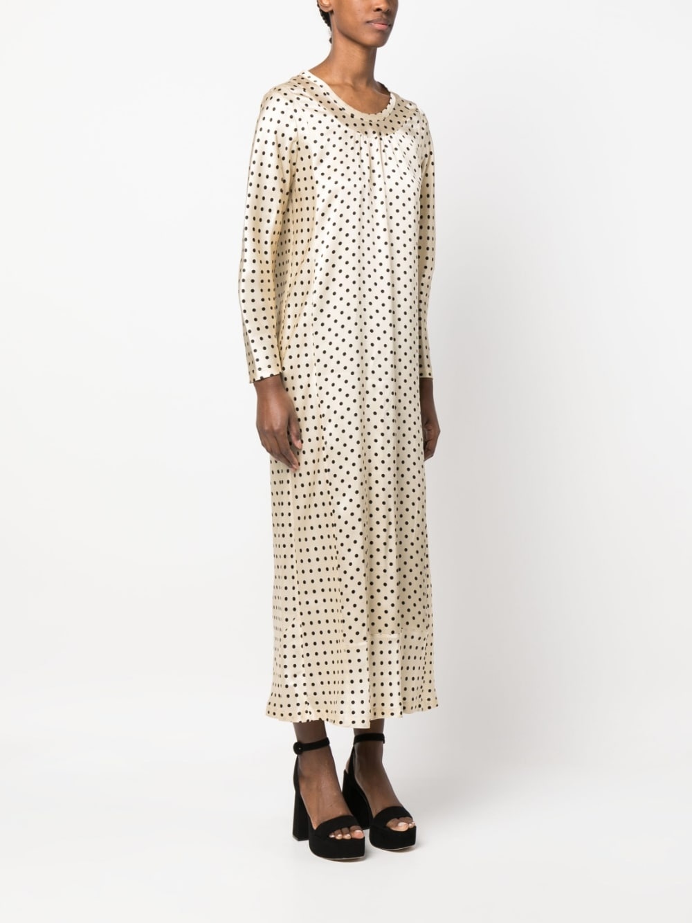 polka dot-print silk dress - 3