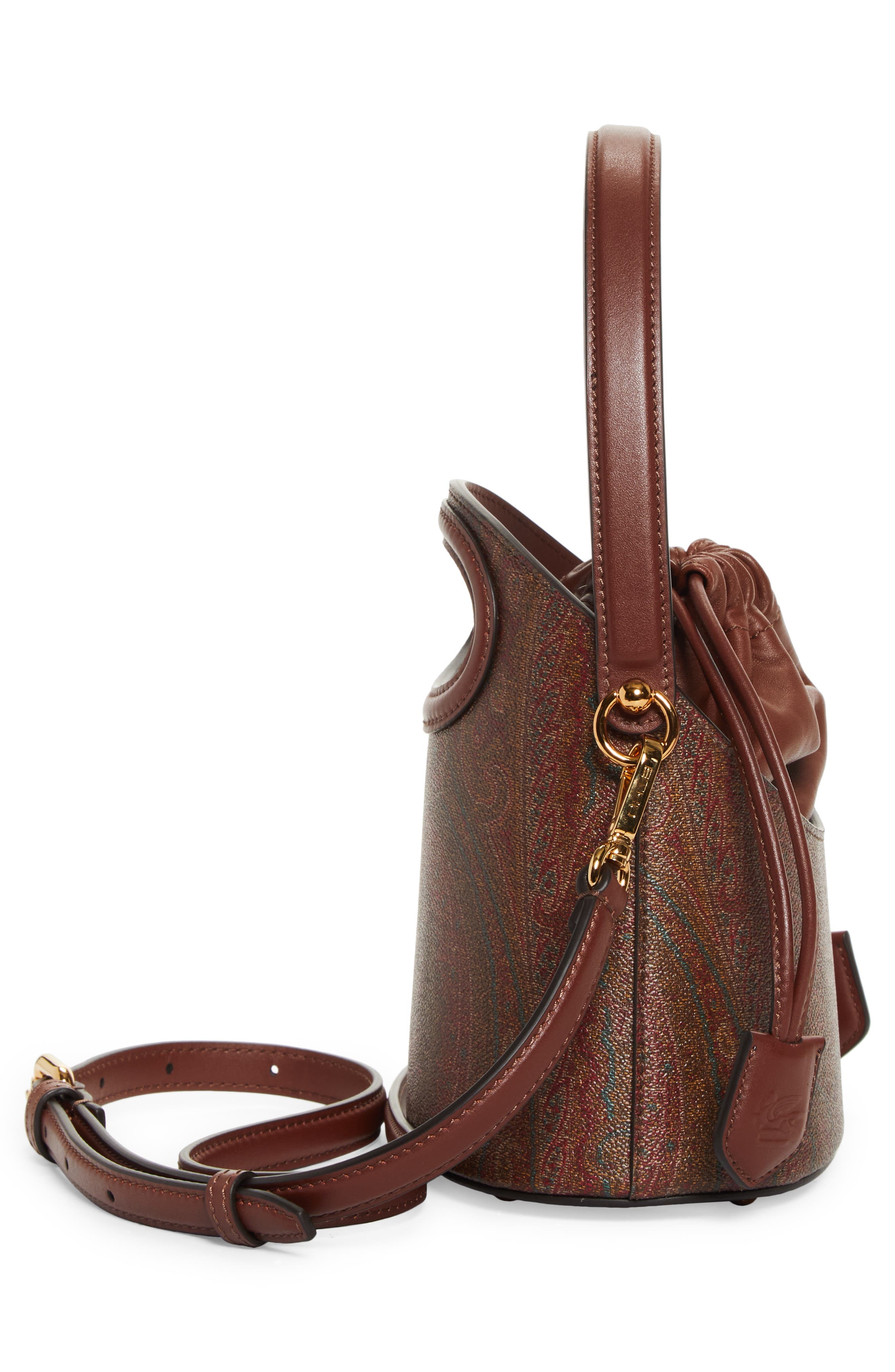 Etro Small Saturno Paisley Bucket Bag in M0019 Brown at Nordstrom - 6