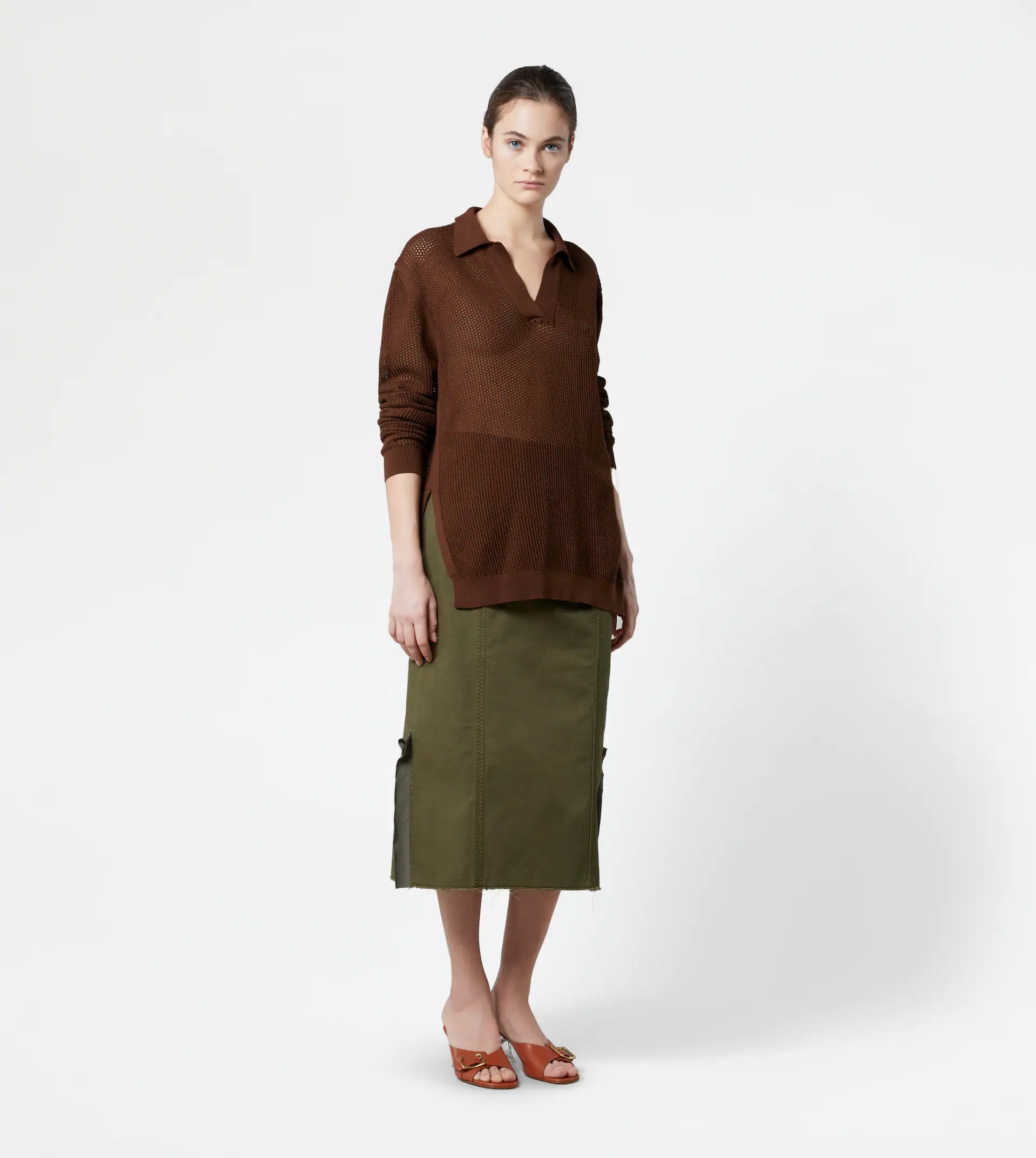 KNITTED POLO SHIRT - BROWN - 2