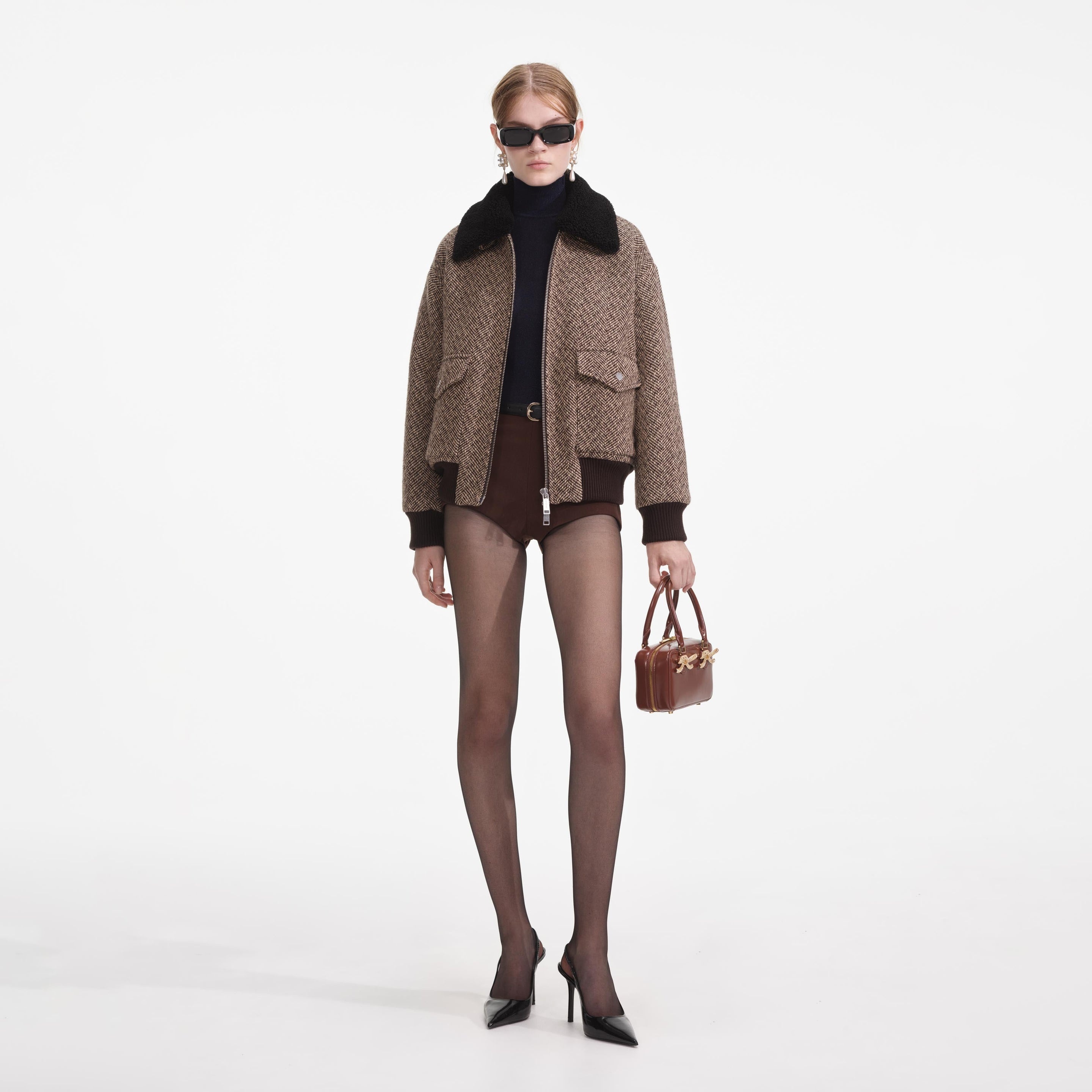 Brown Herringbone Jacket - 5