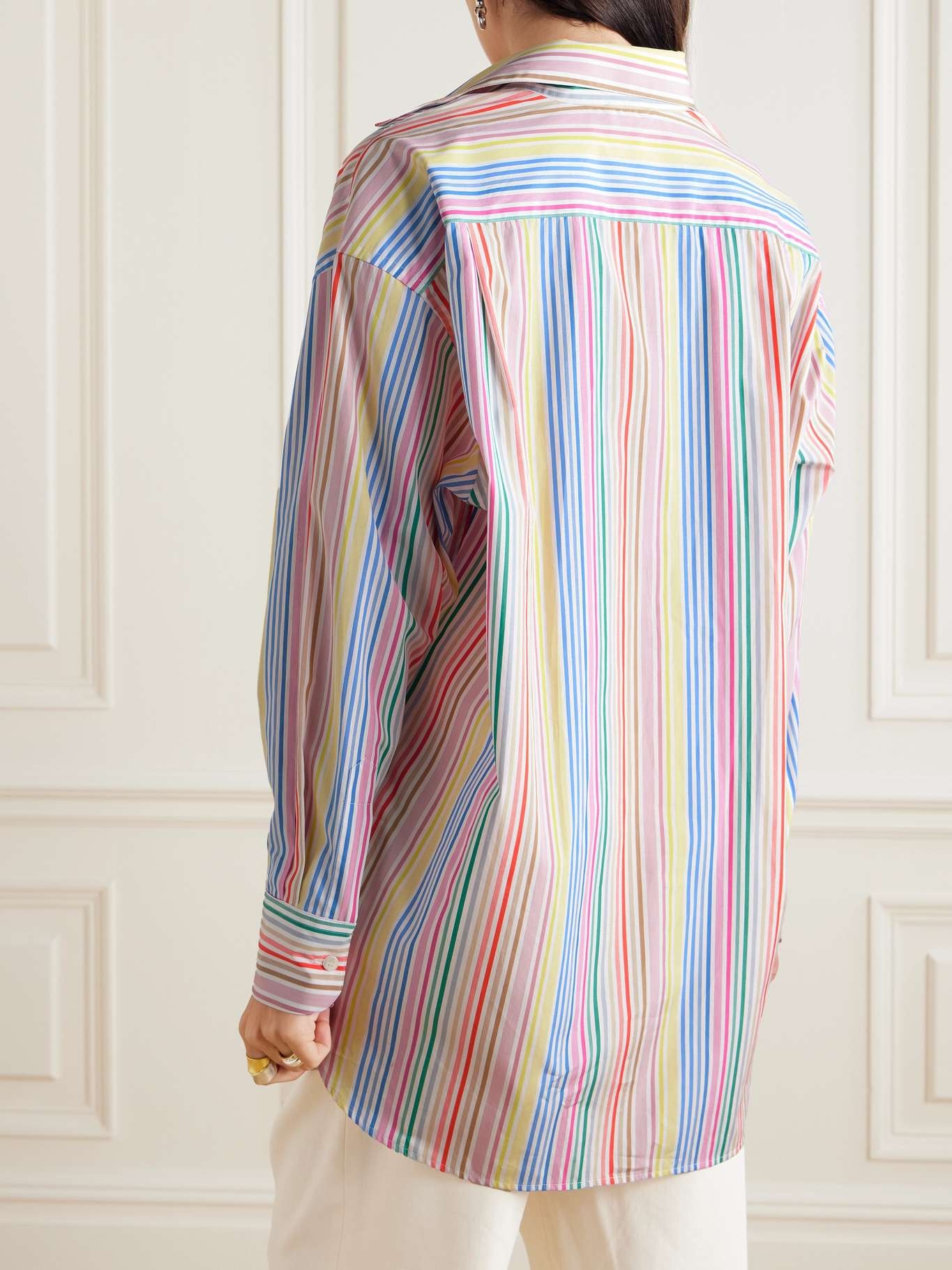 Logo-embroidered striped cotton-poplin shirt - 4