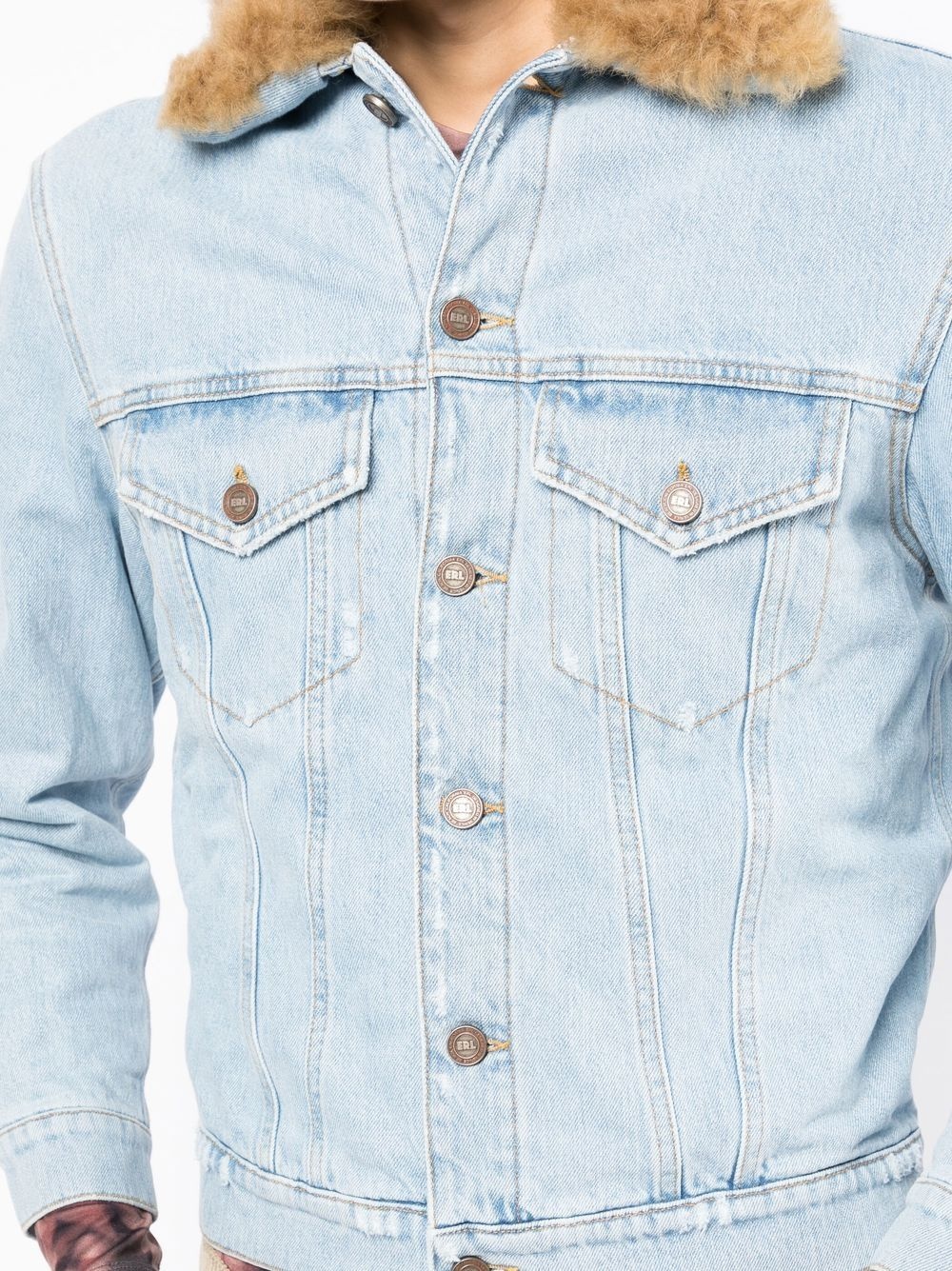 fur-collared denim jacket - 6