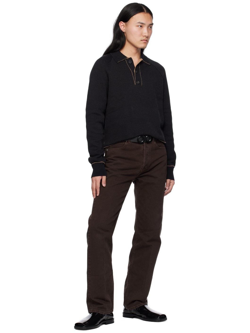 Black Open Toe Loafers - 5