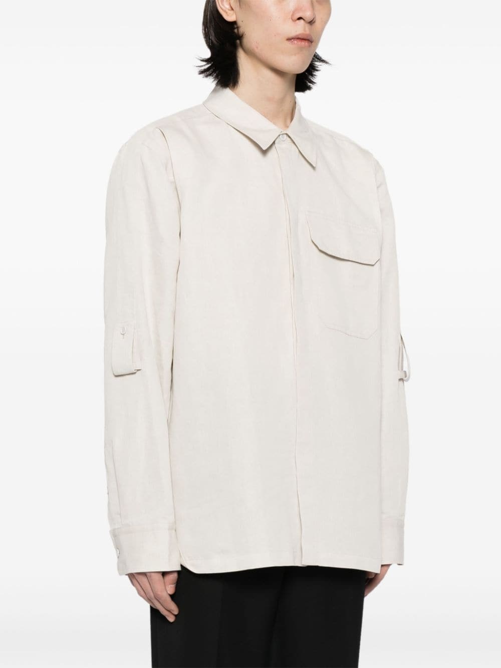 cotton-linen twill shirt - 3