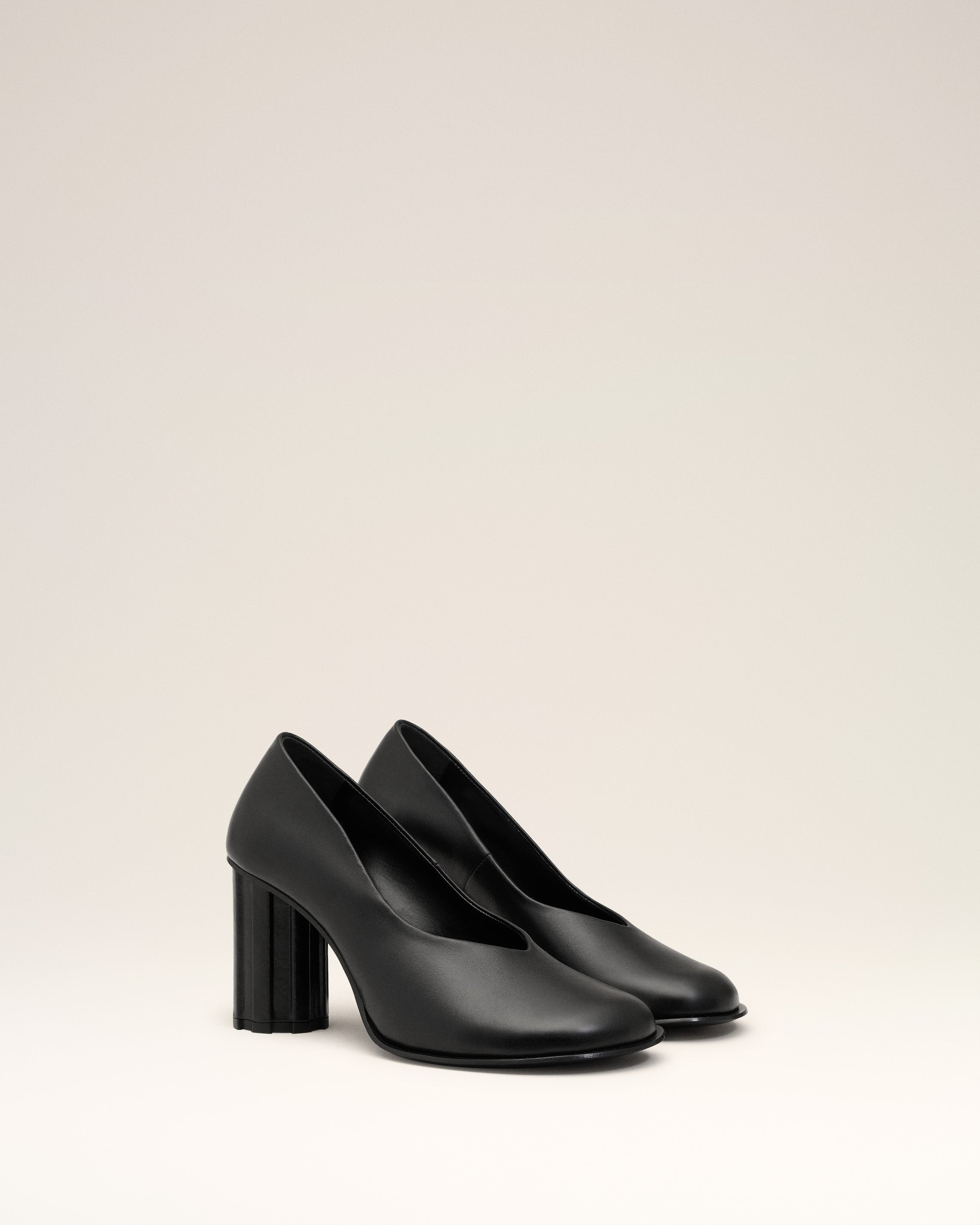 BLACK LEATHER PIANO PUMP - 4