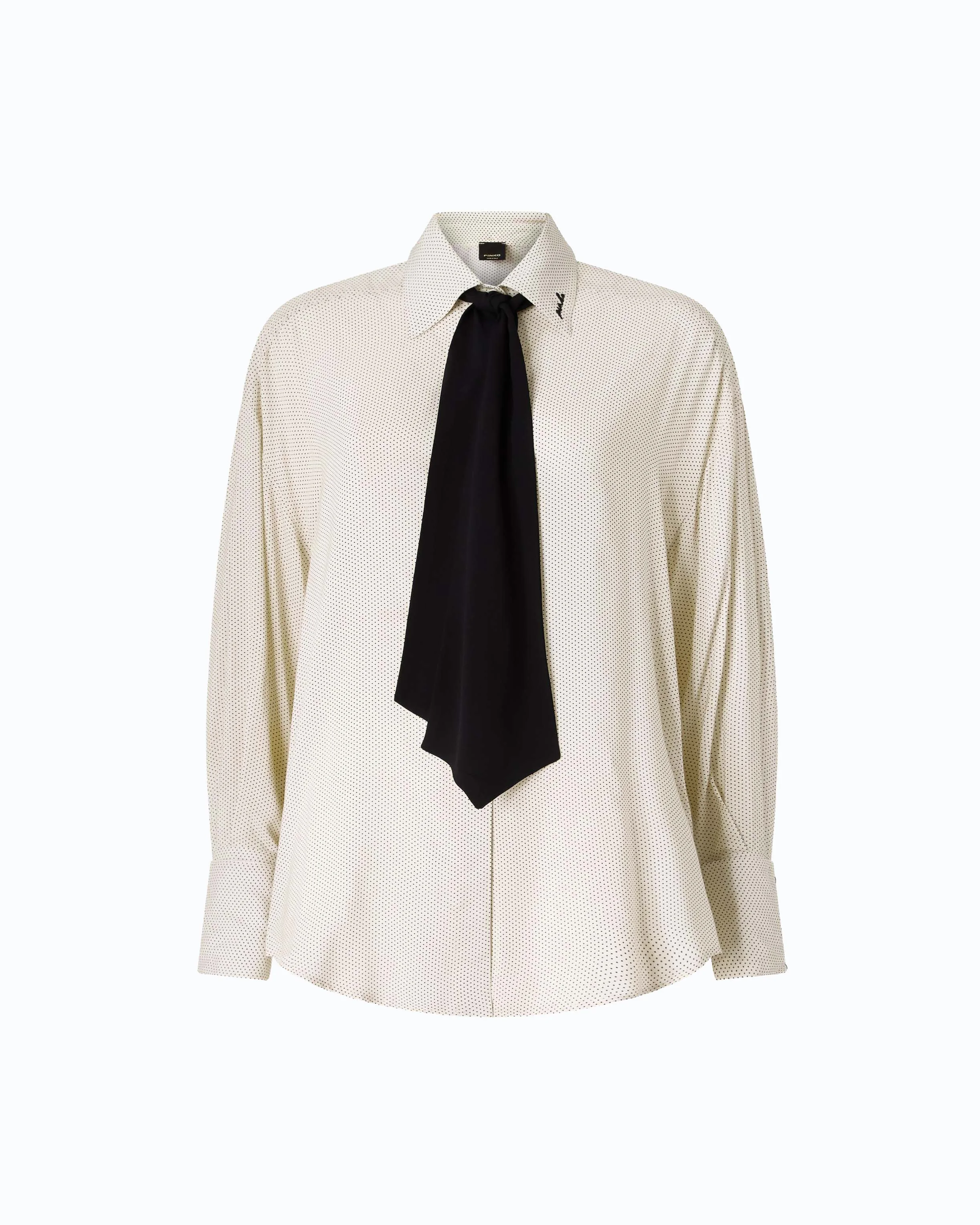 POPLIN SHIRT WITH REMOVABLE TIE AND POLKA DOTS - 1