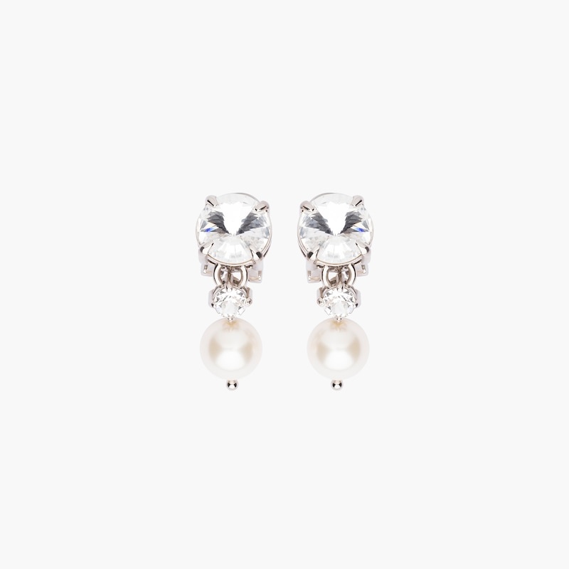 Crystal and pearl pendant earrings - 2