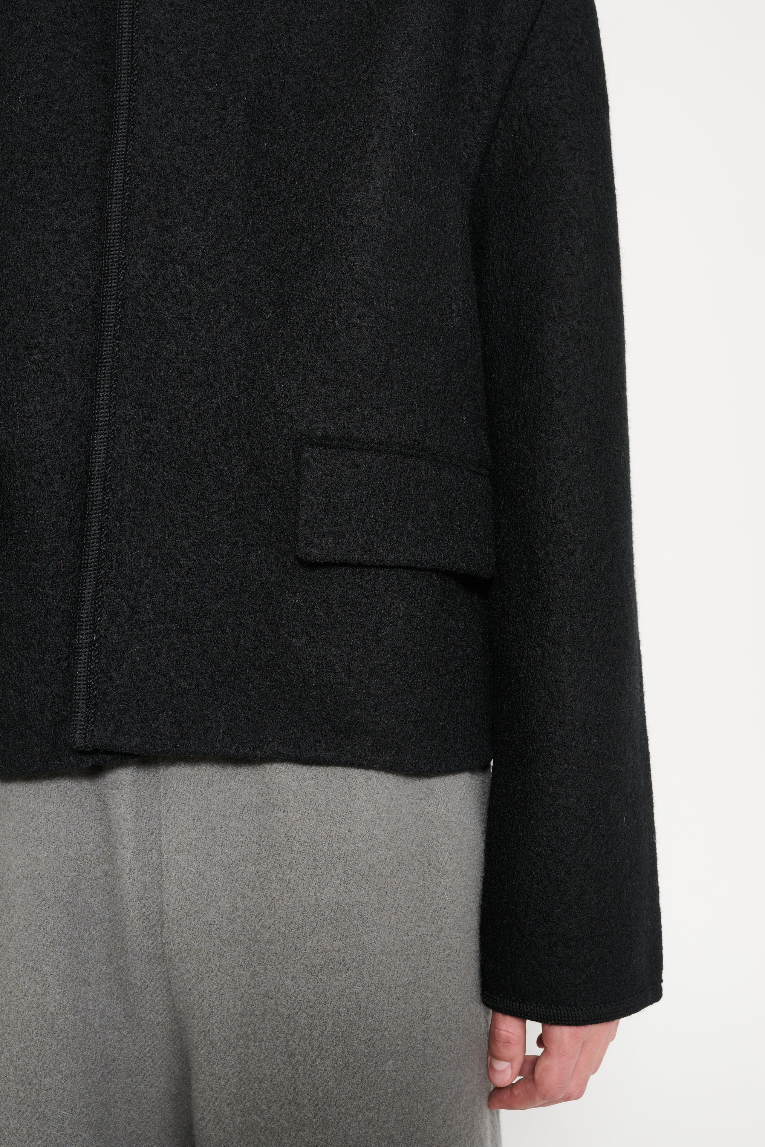 RIER WALKER JACKET CITY CROP BLACK FELTED - 7
