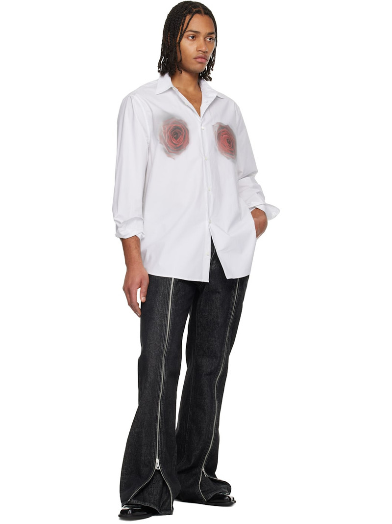 Jean Paul Gaultier White 'The Red Blurry Roses Print' Shirt outlook