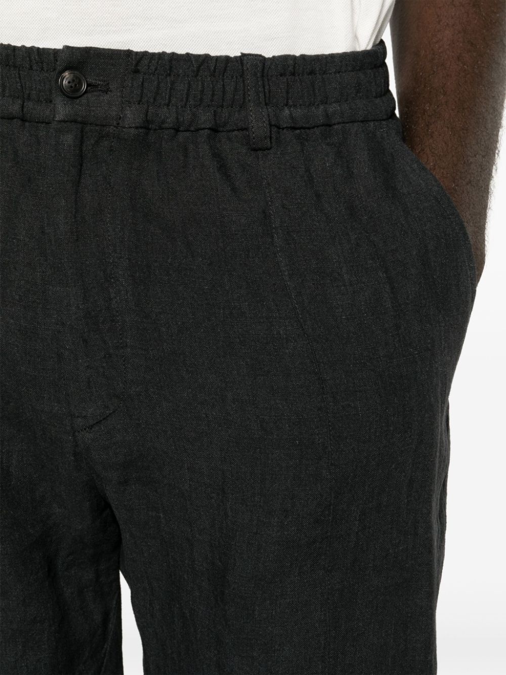 mid-rise tapered linen trousers - 5