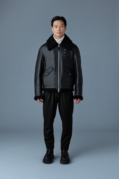 MACKAGE ATLAS-SH Shearling and leather aviator-style jacket outlook