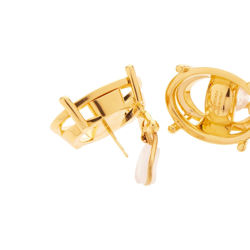 Women's Frame Oval Earrings in Shiny Gold 4