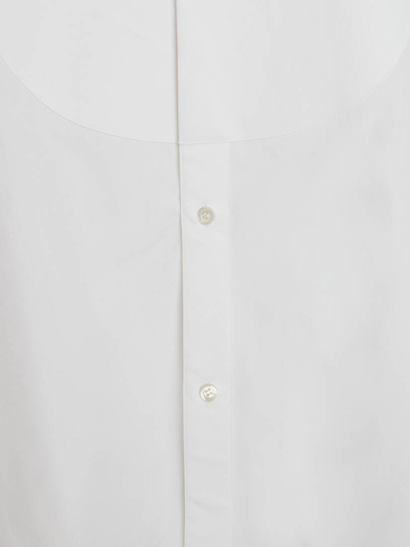 Collarless Tuxedo Poplin Shirt in White - 5