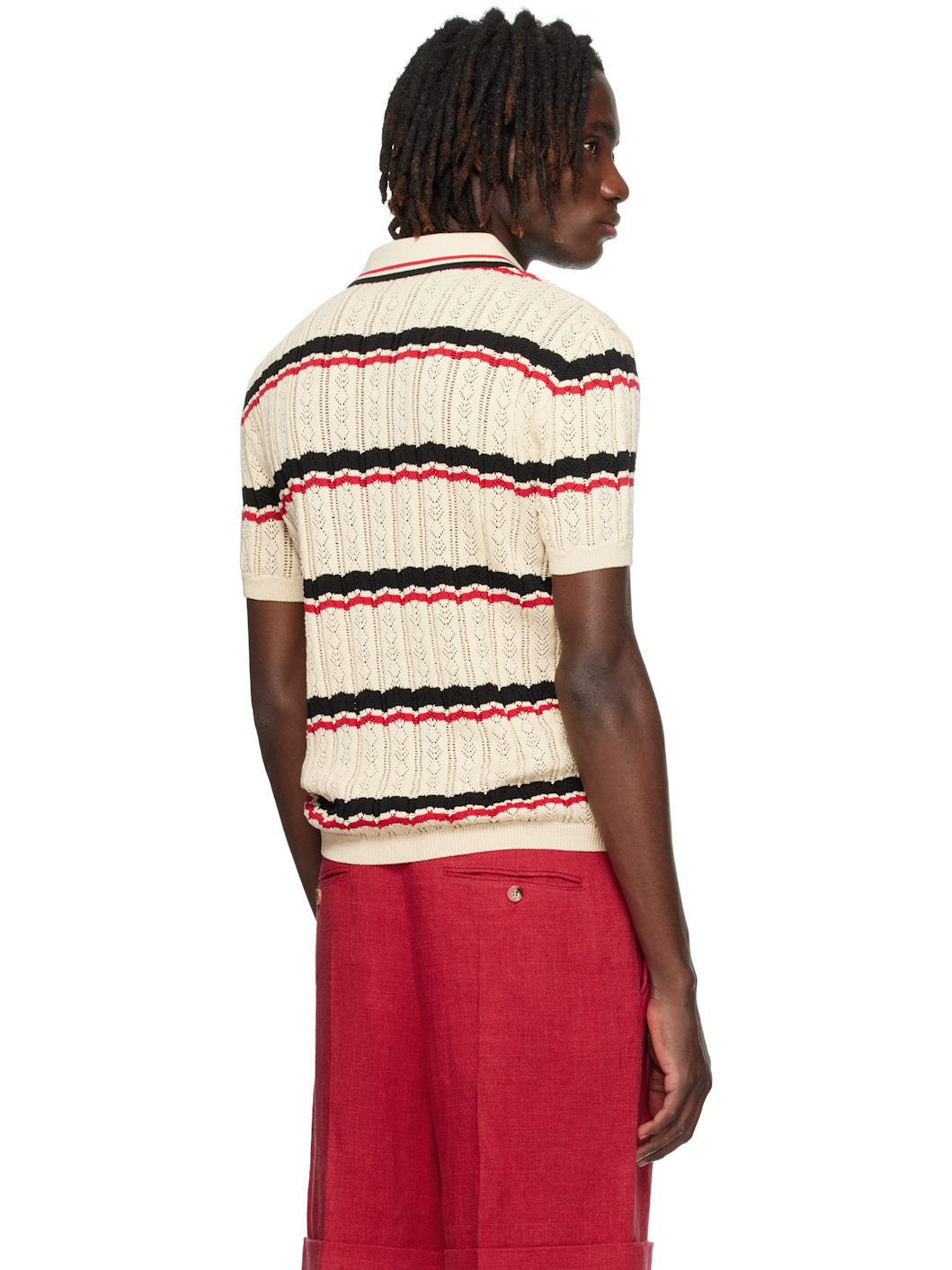 Beige Striped Polo - 3